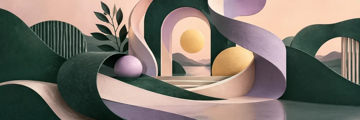 Abstract green and lilac creative shapes